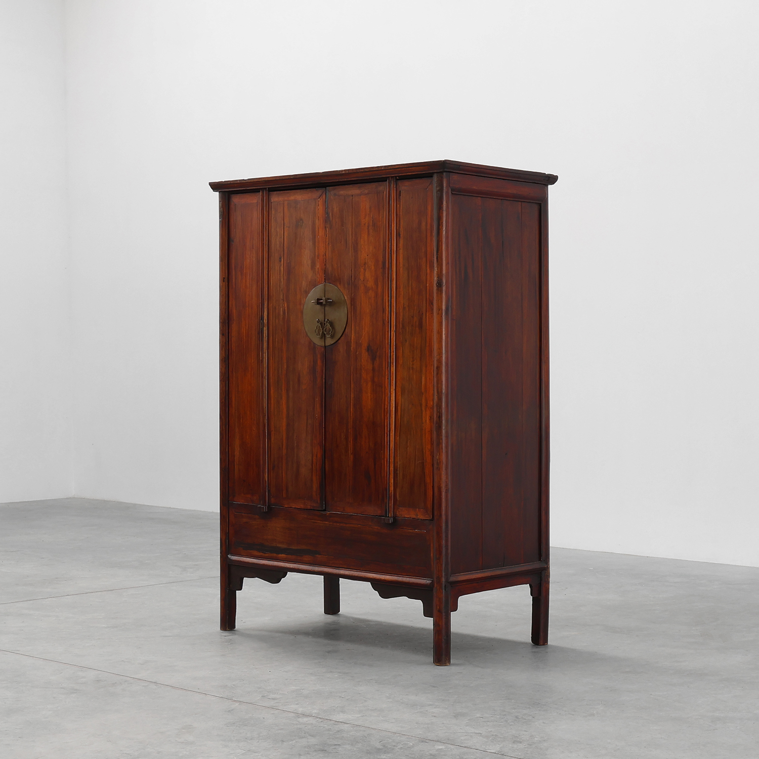 Large wooden Chinese 19th Century Qing Dynasty Wedding or Tapering Cabinet -img